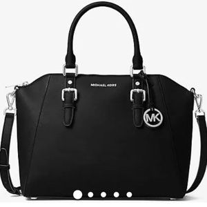 Michael Kors Ciara Saffiano Large Satchel in Black (Like New)